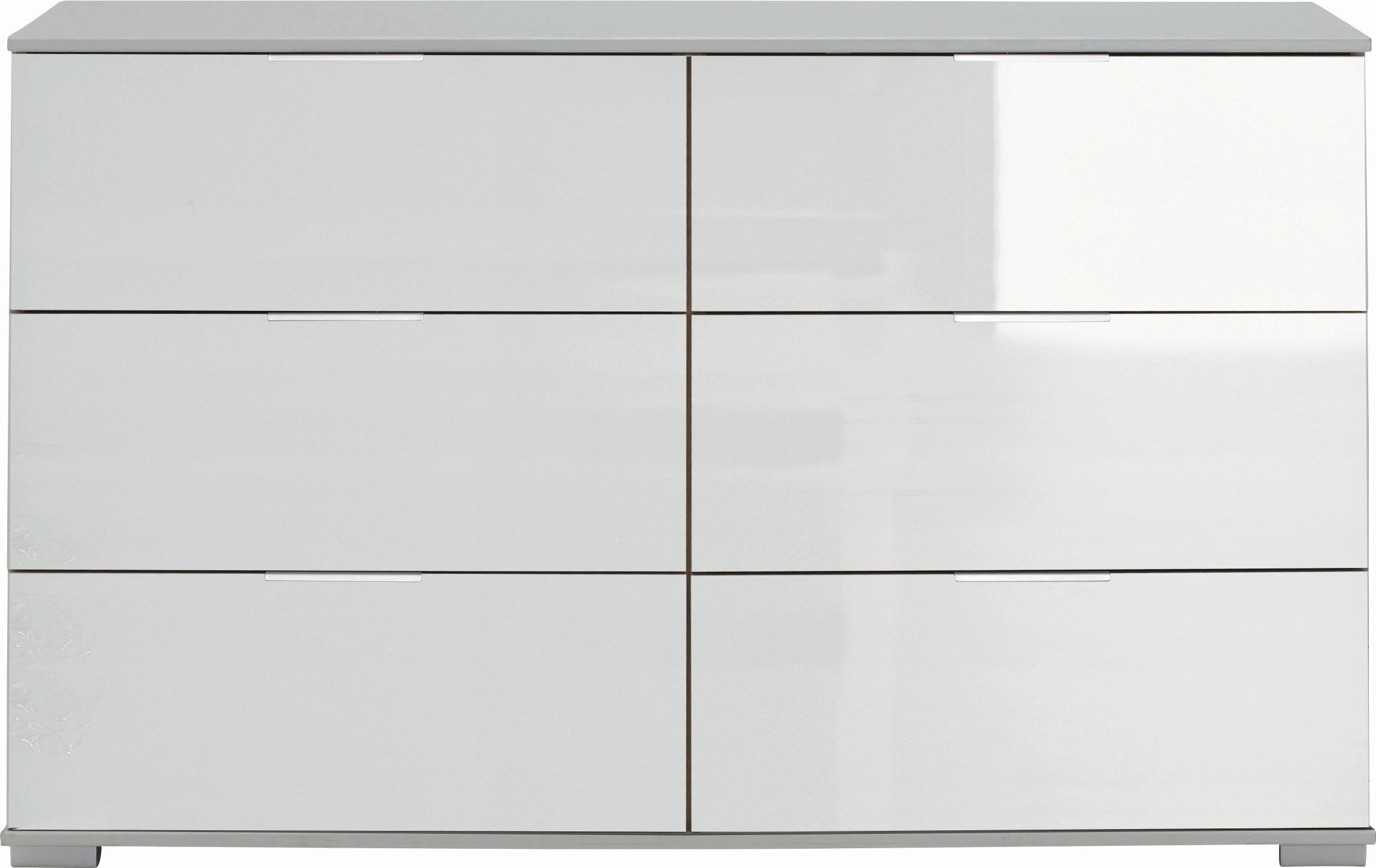 KOMMODE 130/83/41 cm Weiss  - Weiss/Alufarben, Design, Glas/Holzwerkstoff (130/83/41cm) - Livetastic