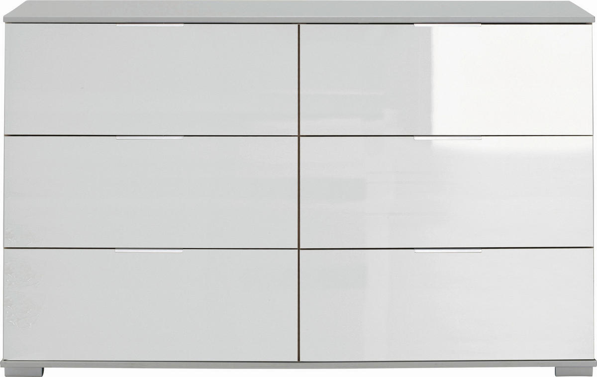 KOMMODE  in 130/83/41 cm  - Alufarben/Weiß, Design, Glas/Holzwerkstoff (130/83/41cm) - Livetastic