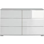 KOMMODE  in 130/83/41 cm  - Alufarben/Weiß, Design, Glas/Holzwerkstoff (130/83/41cm) - Carryhome