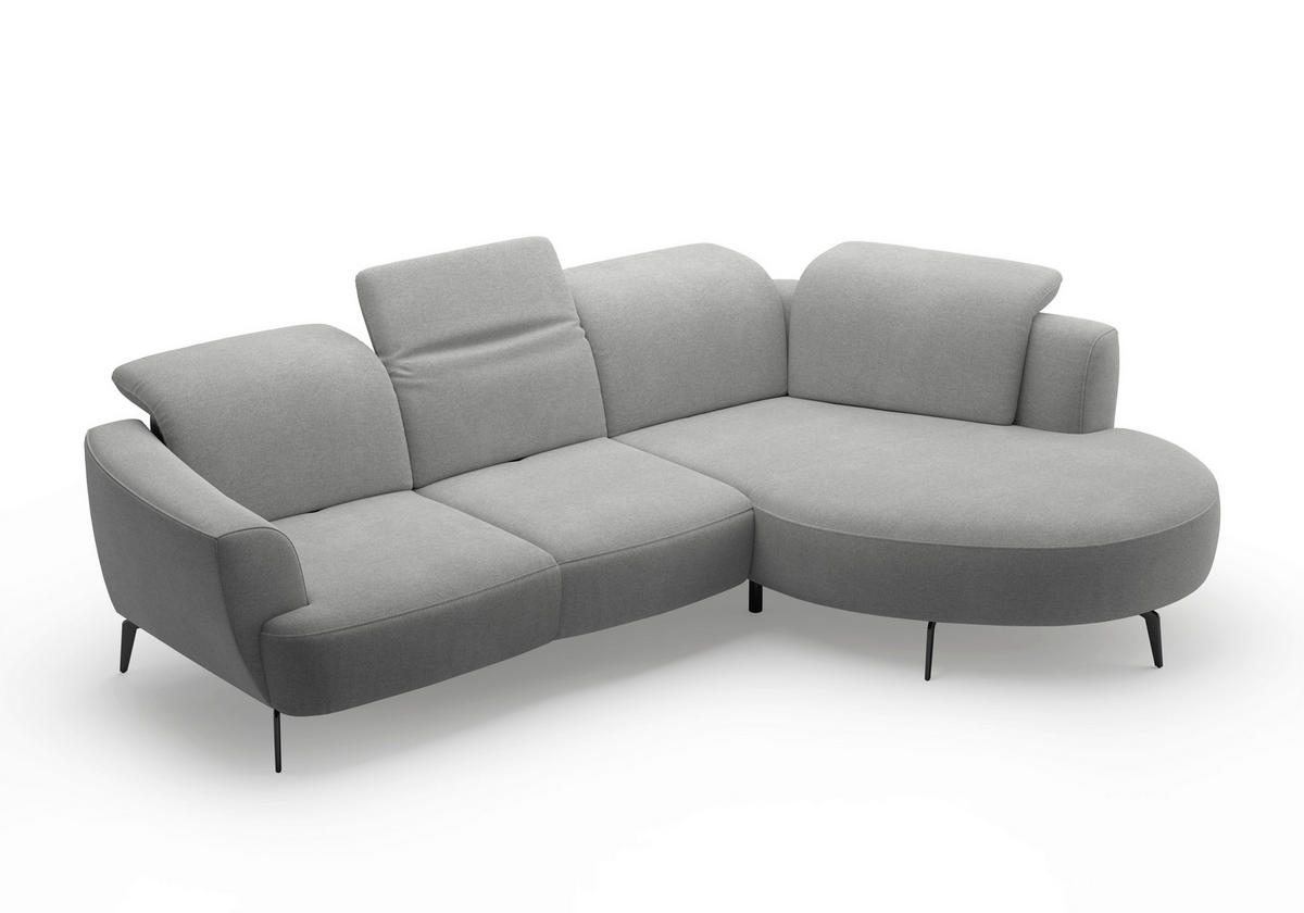 ECKSOFA in Mikrofaser Grau  - Schwarz/Grau, Konventionell, Textil/Metall (309/199cm) - Sit & More