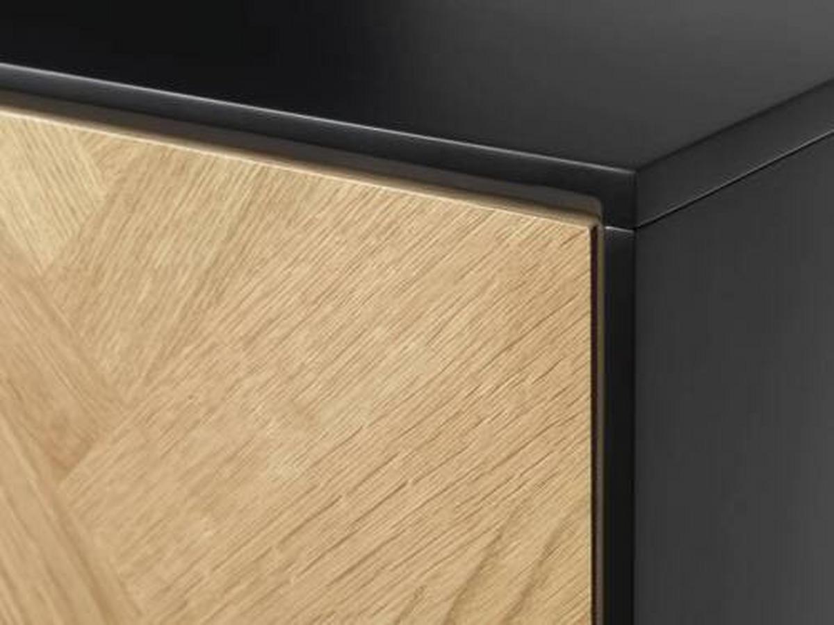 LOWBOARD Schwarz, Eichefarben  160/50/43 cm  - Eichefarben/Goldfarben, Design, Holzwerkstoff/Metall (160/50/43cm) - Novel