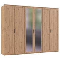 ŠATNÍ SKŘÍŇ S OTOČNÝMI DVEŘMI, dub artisan, 270/210/58 cm - barvy stříbra/dub artisan, Konvenční, kov/kompozitní dřevo (270/210/58cm) - MID.YOU