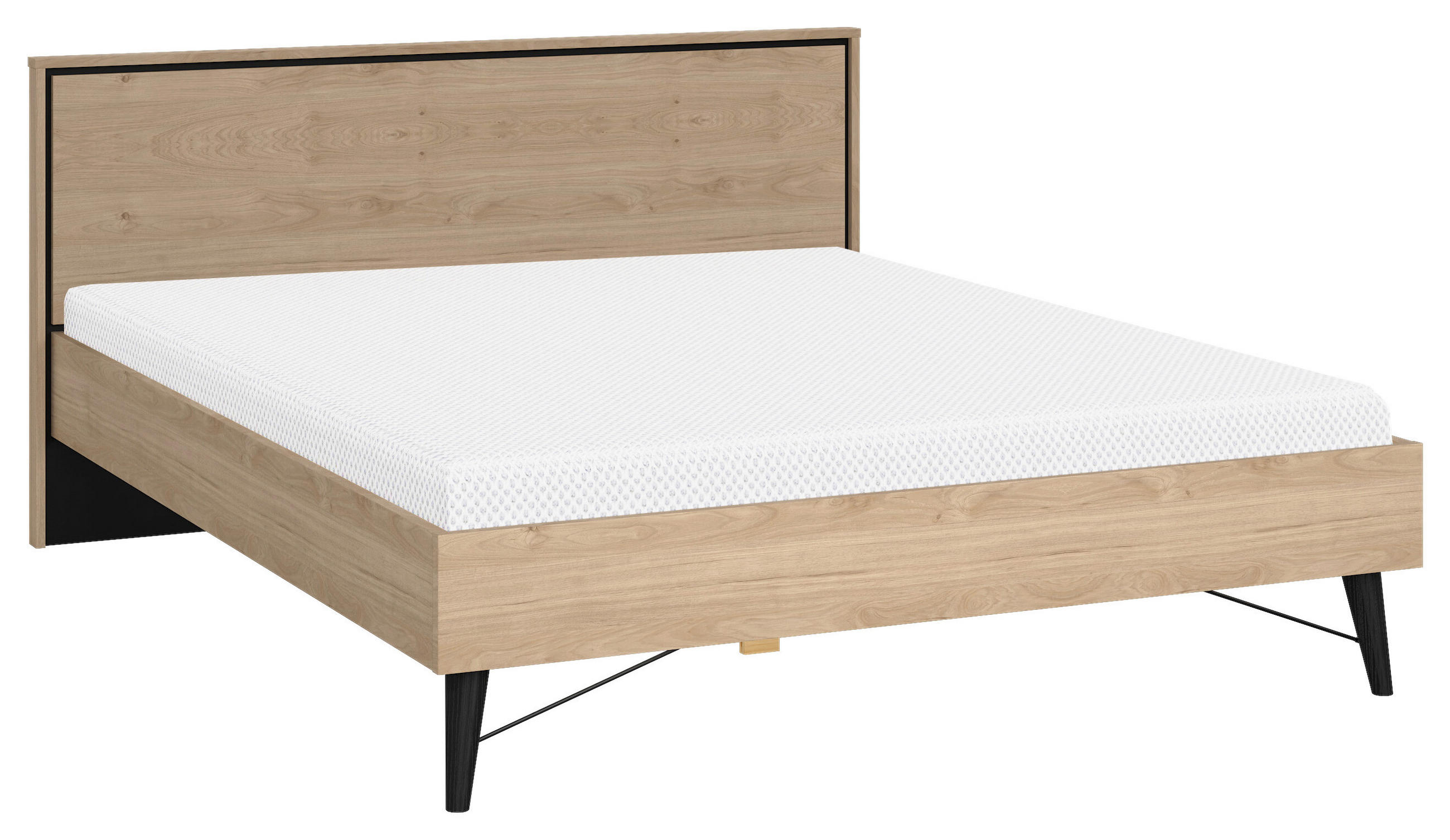 ÁGY 180/200 cm  tölgyfa színű  - tölgyfa színű/fekete, Modern, faalapú anyag/fa (180/200cm) - P & B