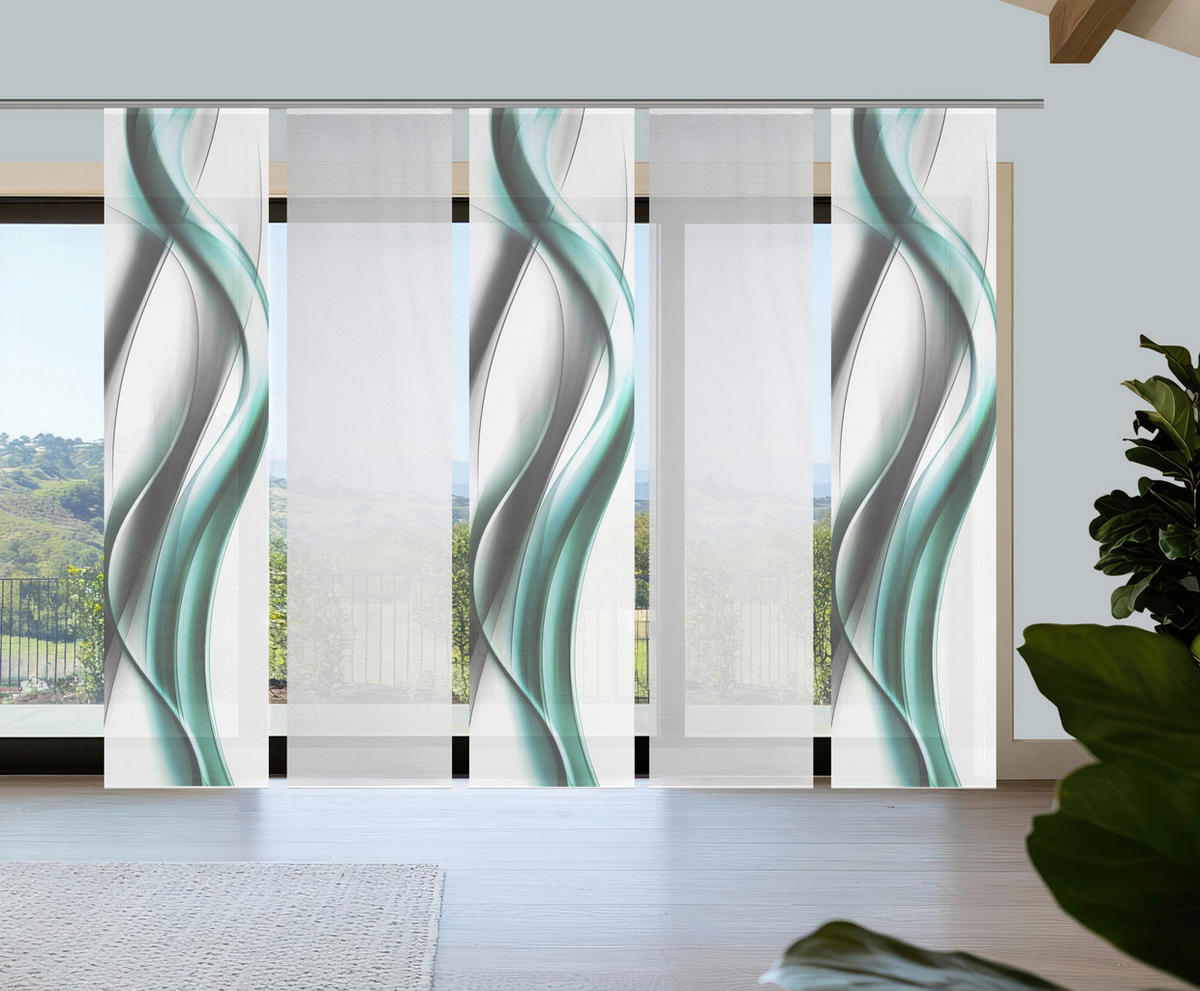 FLÄCHENVORHANG  5 Stück  blickdicht  60/260 cm   - Weiß/Grau, Design, Textil (60/260cm)