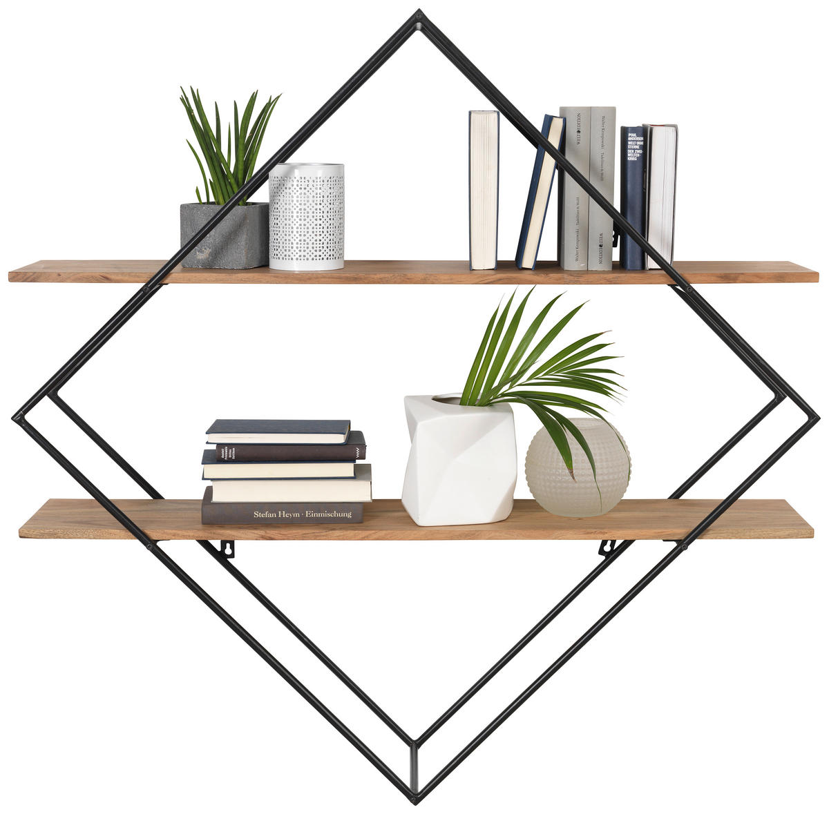 WANDREGAL 107/107/26 cm  - Dunkelgrau/Akaziefarben, Trend, Holz/Metall (107/107/26cm) - Ambia Home
