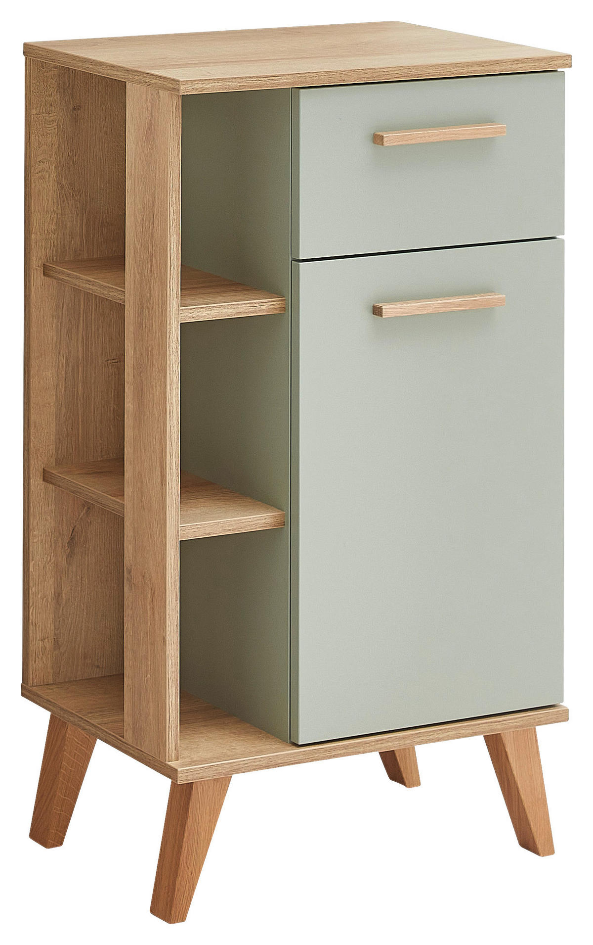 UNTERSCHRANK 50,5/89,5/33 cm   - Eichefarben/Pastellgrün, Design, Glas/Holzwerkstoff (50,5/89,5/33cm) - Xora