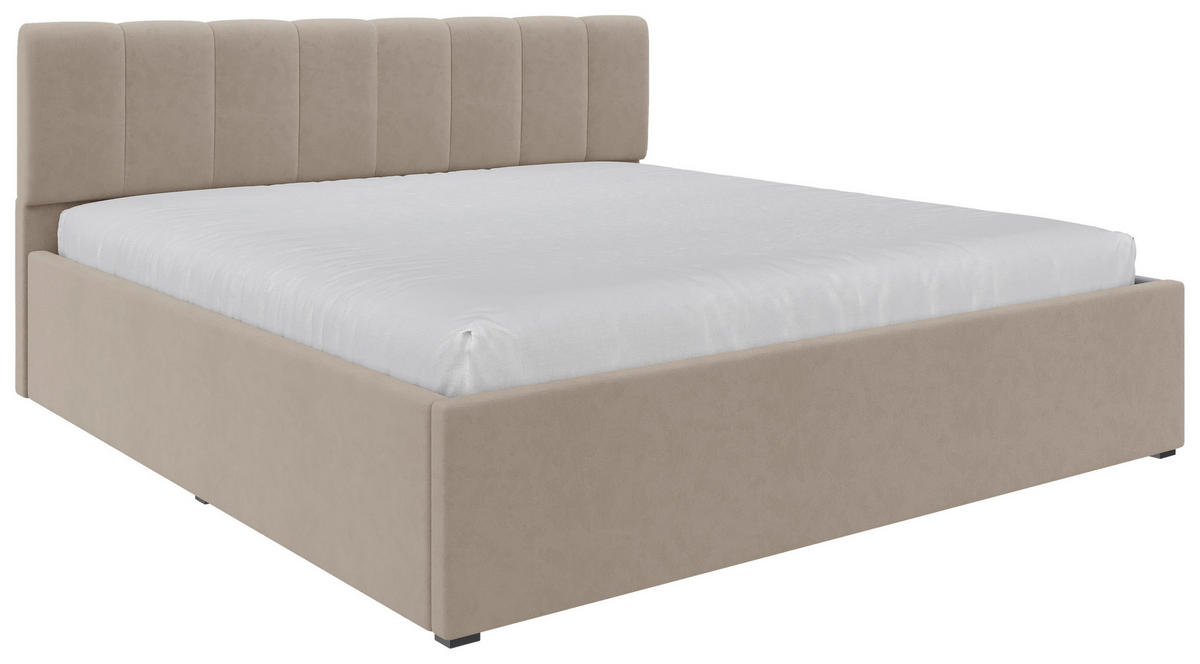 POLSTERBETT Lattenrost, Bettkasten Hellbraun 180/200 cm  - Hellbraun/Schwarz, Design, Holz/Kunststoff (180/200cm) - Stylife