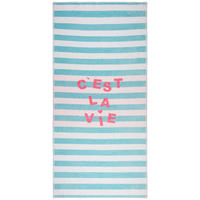 OSUŠKA NA PLÁŽ, 90/180 cm, modrá, krémová - modrá/krémová, Trend, textil (90/180cm) - Esposa