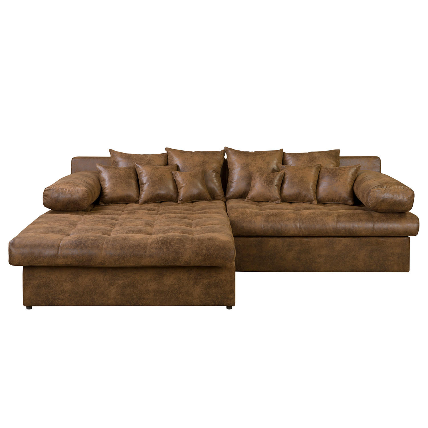 ECKSOFA Naomi in Lederlook Braun Rückenkissen  243/284 cm  - Schwarz/Braun, Design, Kunststoff/Textil (243/284cm) - P & B