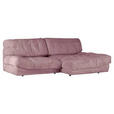 ECKSOFA in Plüsch Rosa  - Schwarz/Rosa, KONVENTIONELL, Kunststoff/Textil (265/170cm) - Carryhome