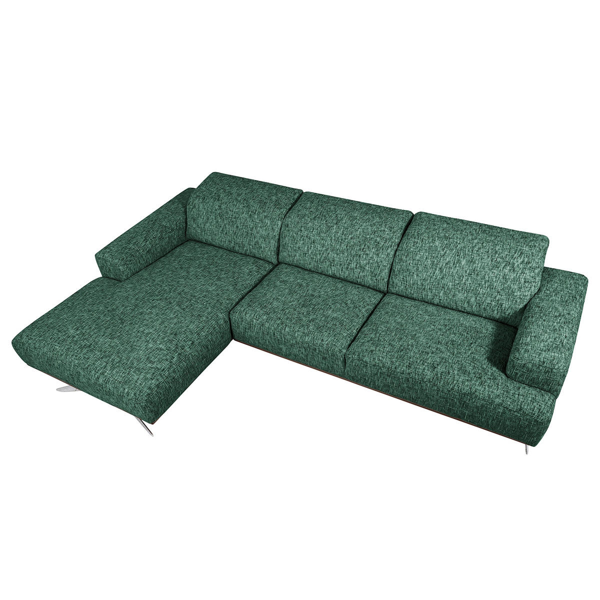 ECKSOFA Struktur Grün  - Chromfarben/Grün, Design, Holz/Textil (187/295cm) - Livetastic