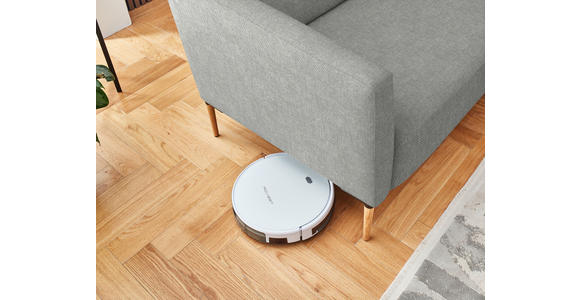 ECKSOFA  in Flachgewebe Grauweiß  189/236 cm  - Eichefarben/Grauweiß, Design, Holz/Textil (189/236cm) - Valnatura