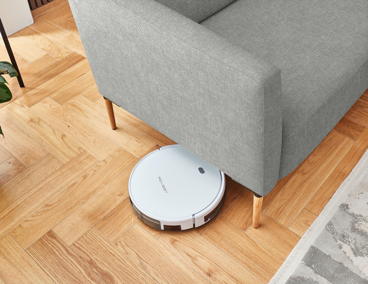 ECKSOFA  in Flachgewebe Grauweiß  189/236 cm  - Eichefarben/Grauweiß, Design, Holz/Textil (189/236cm) - Valnatura