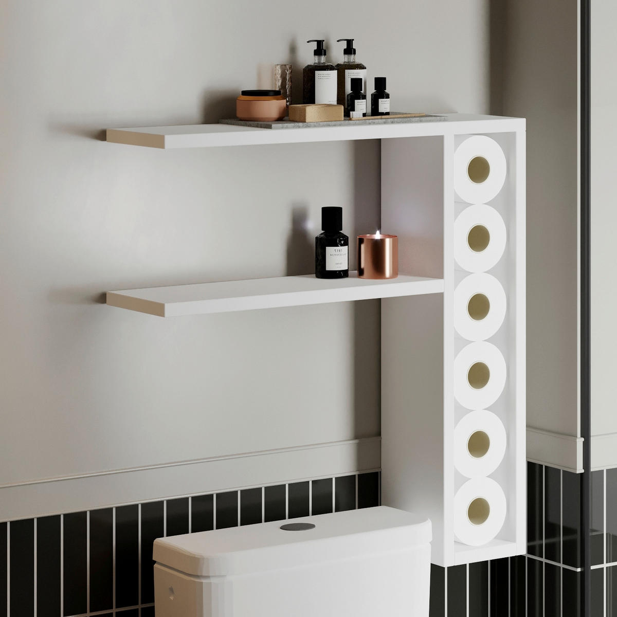 WANDREGAL 60/62/15 cm  - Weiß, Design, Holzwerkstoff (60/62/15cm) - Livetastic