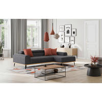 ECKSOFA in Mikrofaser Schwarz  244/157 cm  - Schwarz, KONVENTIONELL, Textil/Metall (244/157cm) - Cotta