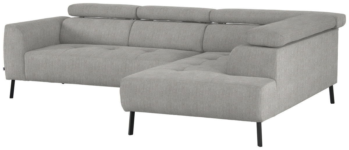 ECKSOFA in Webstoff Beige  - Beige/Schwarz, Design, Textil/Metall (280/205cm) - MID.YOU