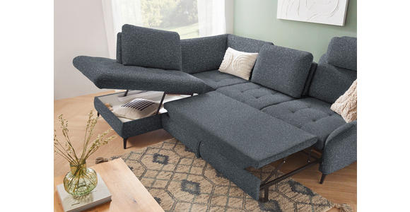 ECKSOFA in Bouclé Dunkelgrau  - Dunkelgrau/Schwarz, Natur, Textil/Metall (233/288cm) - Valnatura