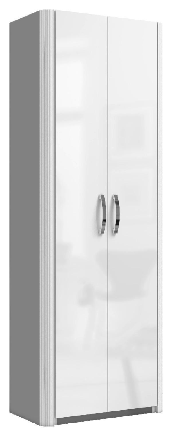 Moderano Garderobenschrank Weiß, Alu 66x187x37.5 cm