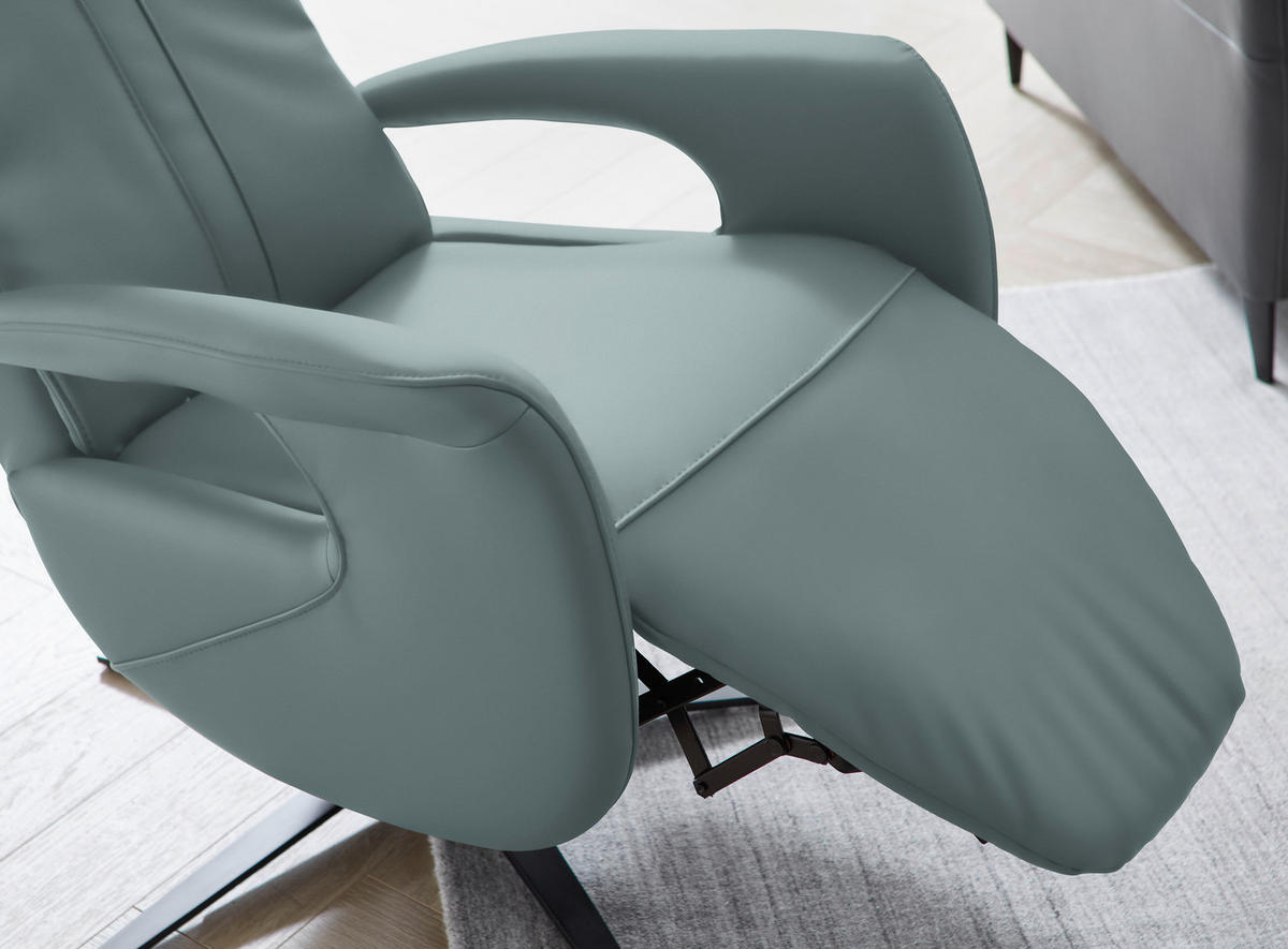 RELAXSESSEL in Leder Blau  - Blau/Schwarz, Design, Leder/Metall (71/112/83cm) - Dieter Knoll