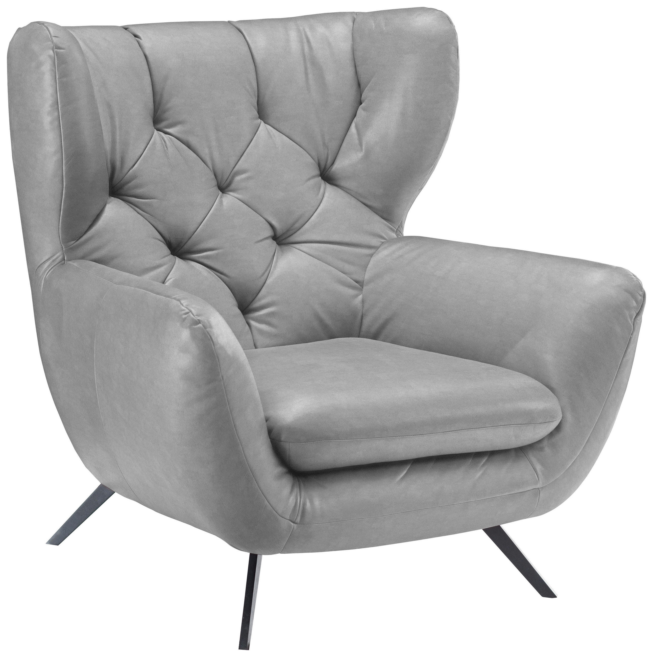 CHESTERFIELD-SESSEL Mikrofaser Hellgrau  - Hellgrau/Schwarz, Design, Textil/Metall (100/106/95cm) - Pure Home Lifestyle