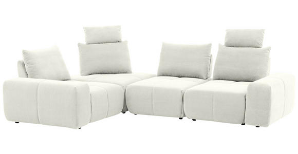 ECKSOFA in Velours Creme 236/326 cm - Creme/Schwarz, Design, Kunststoff/Textil (236/326cm) - Xora