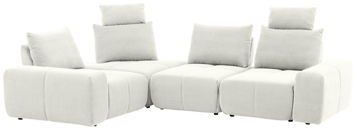 ECKSOFA in Velours Creme  - Creme/Schwarz, Design, Kunststoff/Textil (236/326cm) - Xora