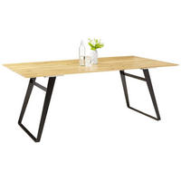 ESSTISCH Eiche massiv rechteckig Schwarz, Eichefarben  - Eichefarben/Schwarz, Design, Holz/Metall (200/100/77cm) - Musterring