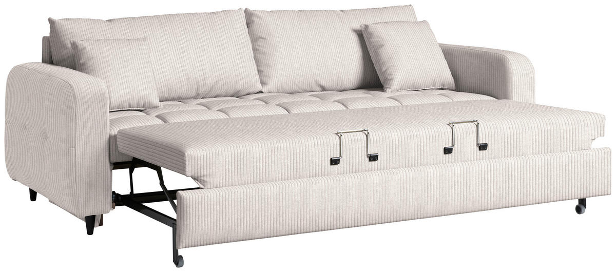 SCHLAFSOFA Cord, Velours Weiss Stoffauswahl, Bettfunktion erhältlich, Rücken echt, Armteil links, Armteil rechts  - Weiss/Schwarz, Design, Holz/Textil (236/88/101cm) - Lomoco