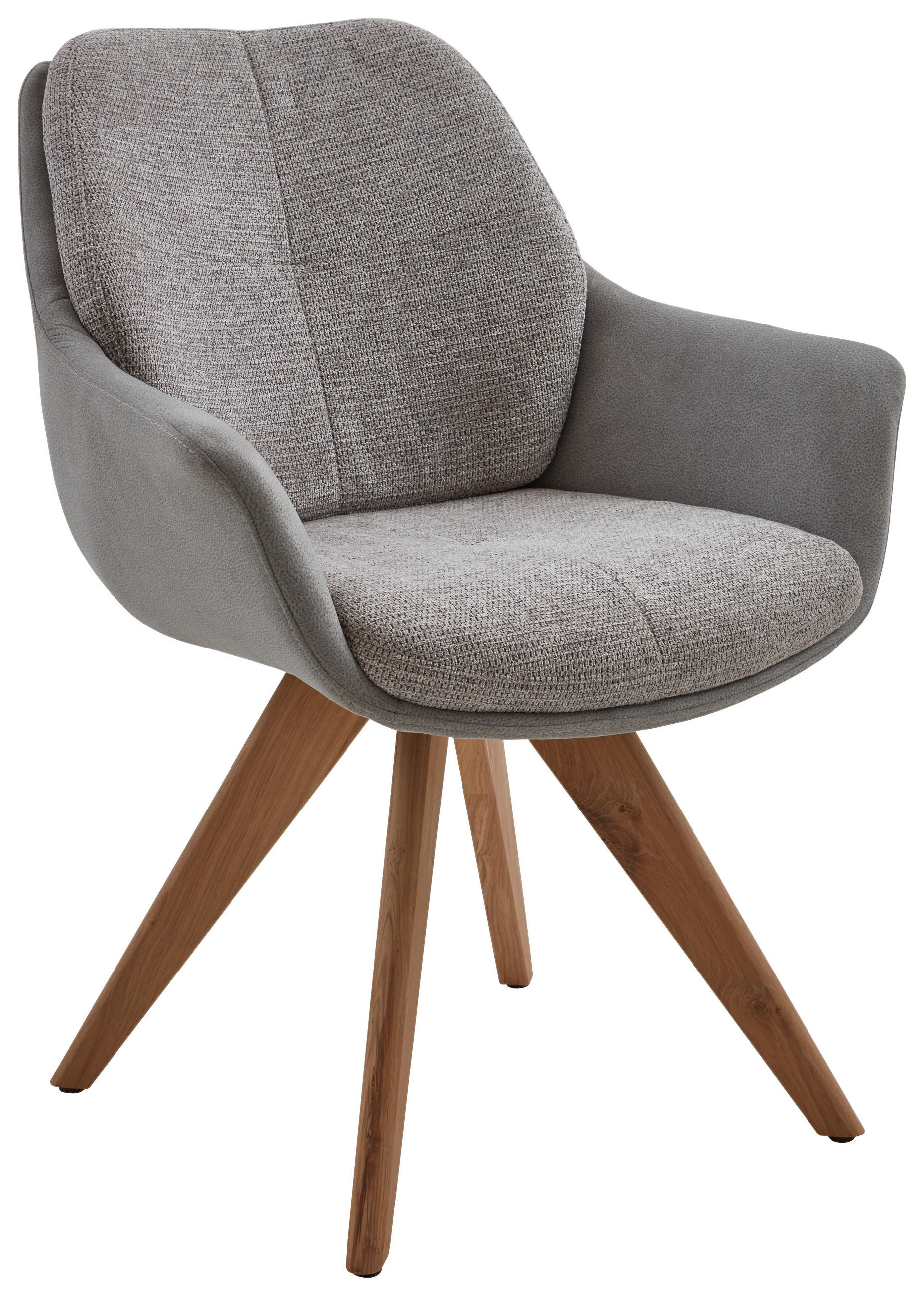 ARMLEHNSTUHL Webstoff, Mikrofaser  - Platinfarben/Wildeiche, Design, Holz/Textil (62/83,5/65cm) - Valnatura