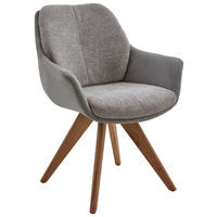 ARMLEHNSTUHL  Stoffauswahl, Typenauswahl, Sitzfläche 360° drehbar, Gestellauswahl, automatische Rückholfunktion Webstoff, Mikrofaser  - Platinfarben/Wildeiche, Design, Holz/Textil (62/83,5/65cm) - Valnatura