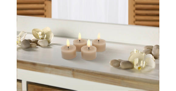 TEELICHT MIT LED  - Sandfarben, LIFESTYLE, Kunststoff/Paraffin (4,5/2,5cm) - Ambia Home