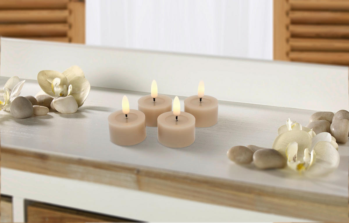 VÄRMELJUS MED LED  - sandfärgad, Lifestyle, plast/paraffin (4,5/2,5cm) - Ambia Home