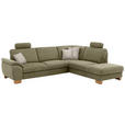 ECKSOFA in Mikrofaser Hellgrün  286/236 cm  - Wildeiche/Beige, Natur, Holz/Textil (286/236cm) - Voleo