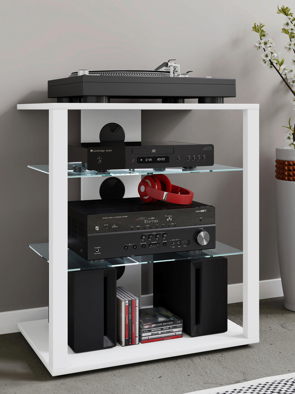 TV-RACK - Weiss/Schwarz, Basics, Holzwerkstoff/Kunststoff (60/70/41cm) - MID.YOU