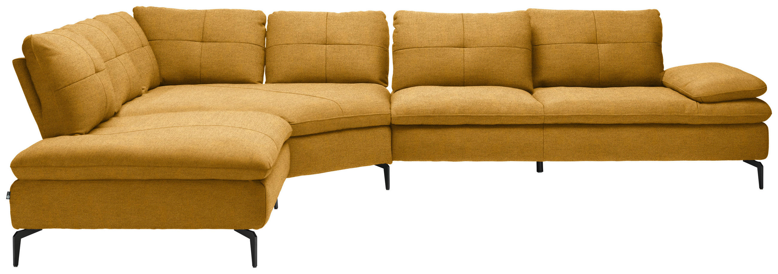 ECKSOFA in Flachgewebe Honig  - Schwarz/Honig, Design, Textil/Metall (271/344cm) - Chilliano