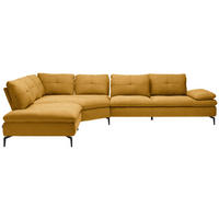 ECKSOFA in Flachgewebe Honig  271/344 cm  - Schwarz/Honig, Design, Textil/Metall (271/344cm) - Chilliano