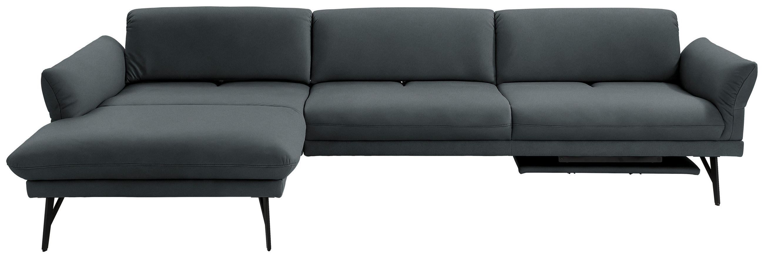 ECKSOFA in Echtleder Dunkelgrün  - Dunkelgrün/Anthrazit, Design, Leder/Metall (173/308cm) - Joop!