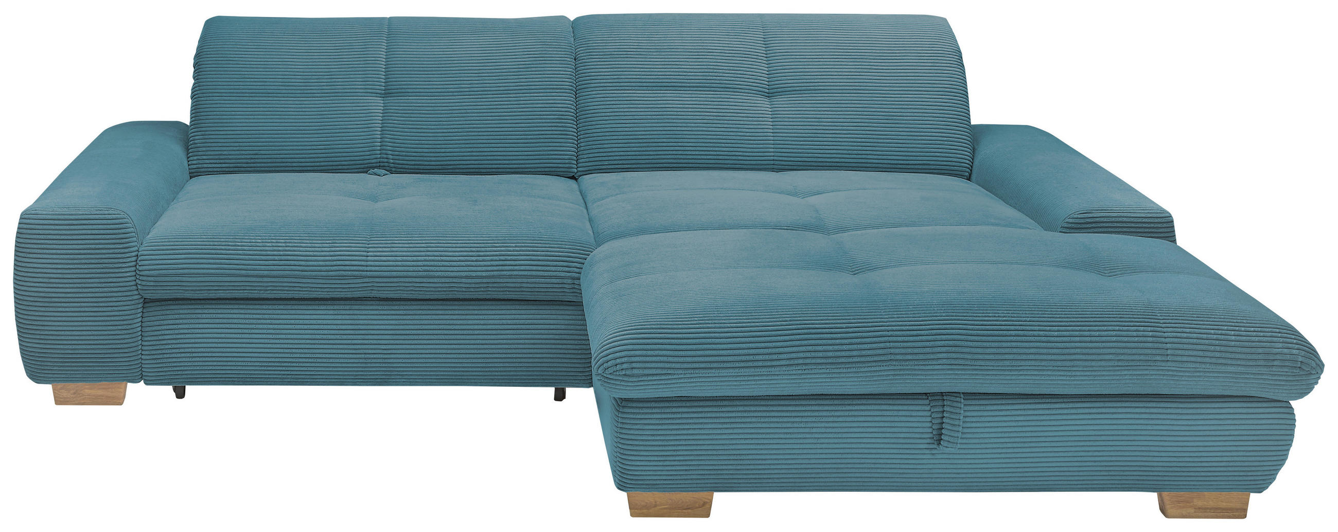 ECKSOFA Blau Cord  - Blau/Eichefarben, Design, Holz/Textil (276/198cm) - SetOne by Musterring