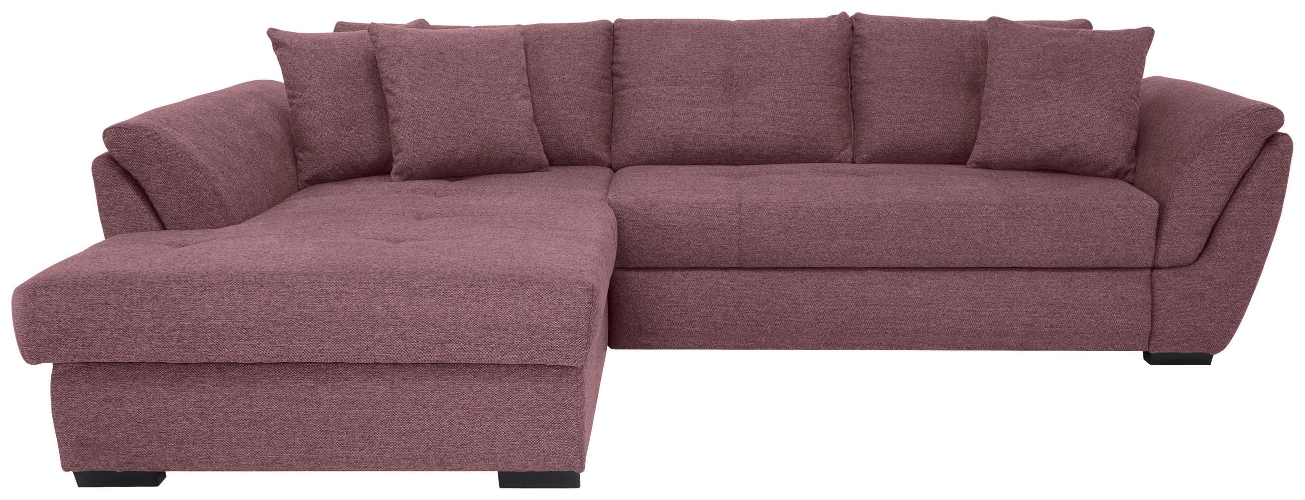 ECKSOFA Beere Webstoff Bettkasten, Schlaffunktion  - Beere/Schwarz, Design, Kunststoff/Textil (187/278cm) - Livetastic