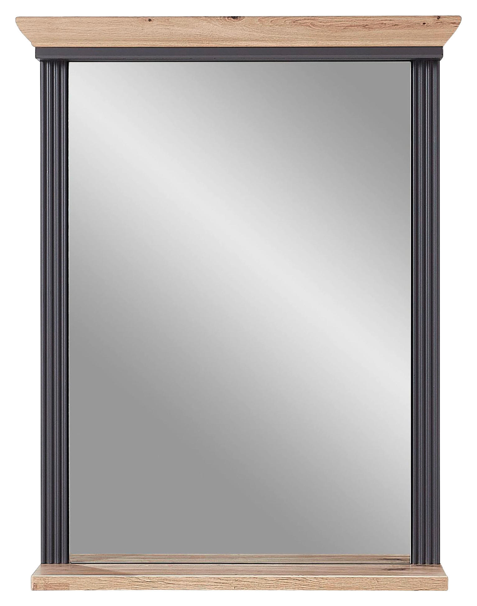 STENSKO OGLEDALO, 65/83/15 cm steklo, leseni material  - barve hrasta/barve grafita, Romantika, steklo/leseni material (65/83/15cm) - Landscape