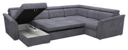 WOHNLANDSCHAFT Dunkelbraun Webstoff  - Dunkelbraun, Design, Holz/Textil (103/355/243cm) - MID.YOU