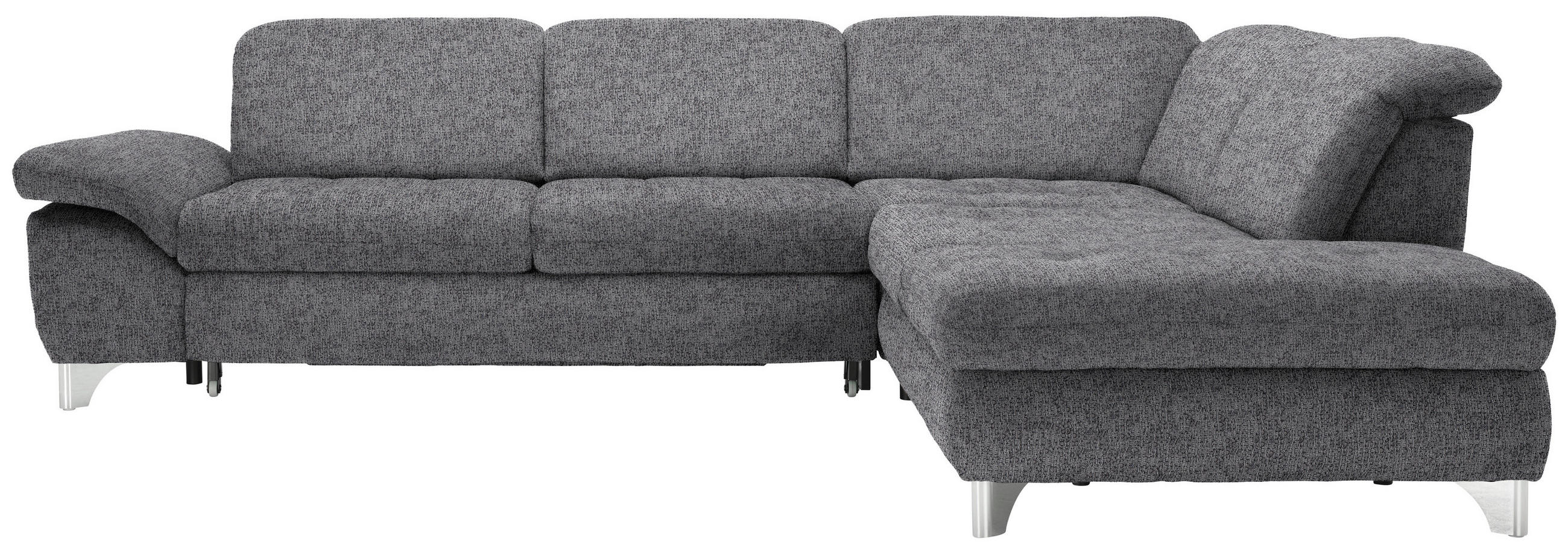 ECKSOFA Braun, Grau Webstoff  - Chromfarben/Braun, Design, Textil/Metall (319/260cm) - Beldomo Style