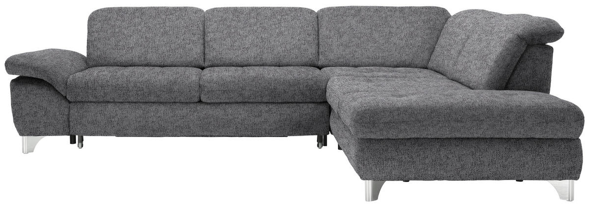 ECKSOFA in Webstoff Braun, Grau  - Chromfarben/Braun, Design, Textil/Metall (319/260cm) - Beldomo Style