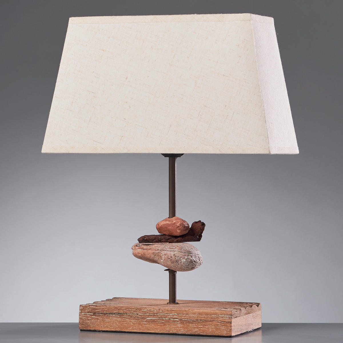 TISCHLEUCHTE 27/10/39 cm   - Schwarz, Natur, Textil/Stein (27/10/39cm)