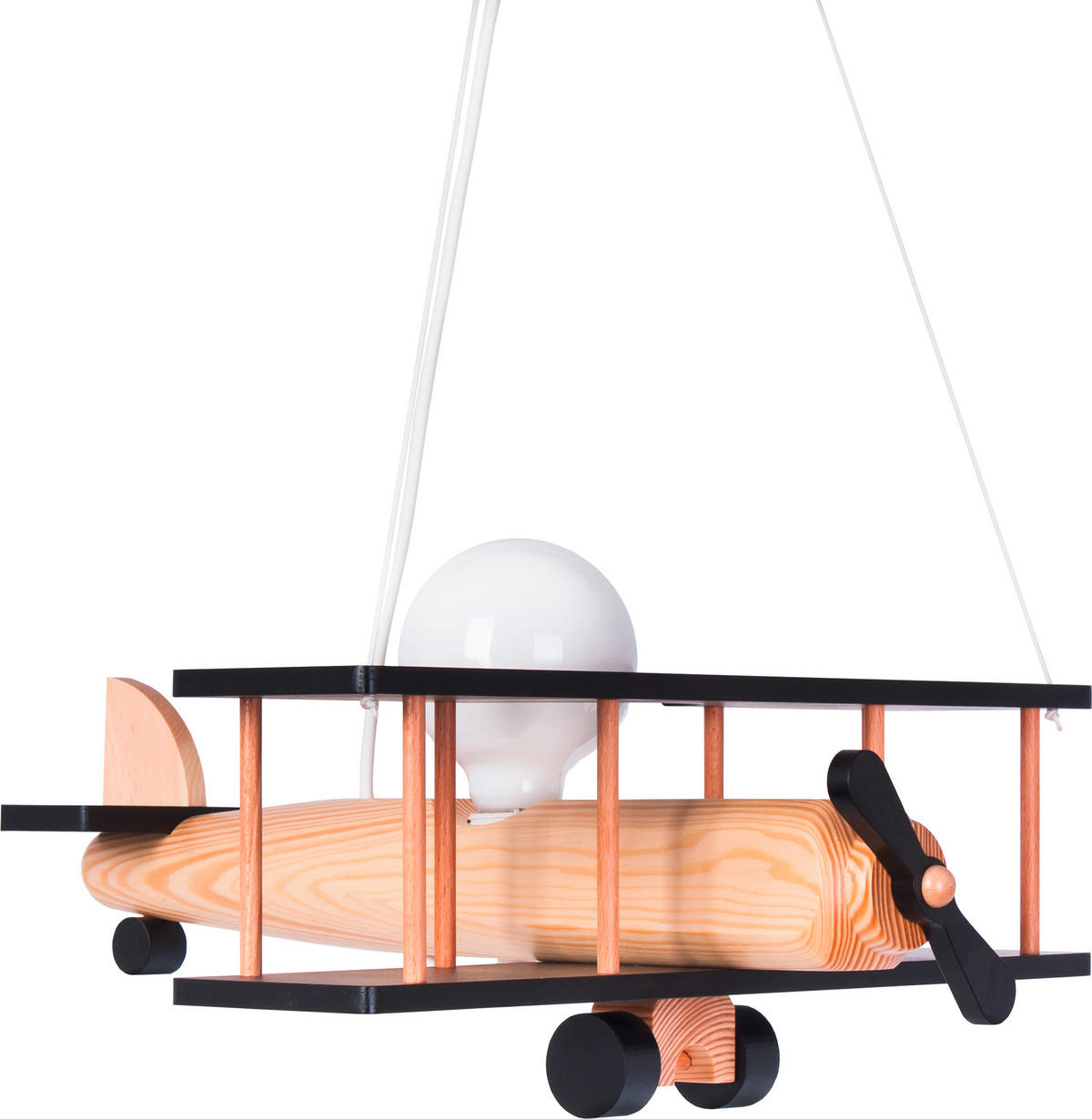 KINDERHÄNGELEUCHTE 42/45/75 cm   - Schwarz/Naturfarben, KONVENTIONELL, Holz (42/45/75cm)