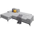 ECKSOFA Greige Webstoff  - Greige/Schwarz, Design, Textil/Metall (212/315cm) - Carryhome