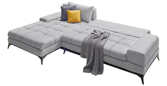 ECKSOFA Greige Webstoff - Greige/Schwarz, Design, Textil/Metall (212/315cm) - Carryhome