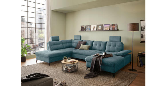 WOHNLANDSCHAFT Blau Webstoff  - Blau/Schwarz, KONVENTIONELL, Kunststoff/Textil (218/324/170cm) - Carryhome