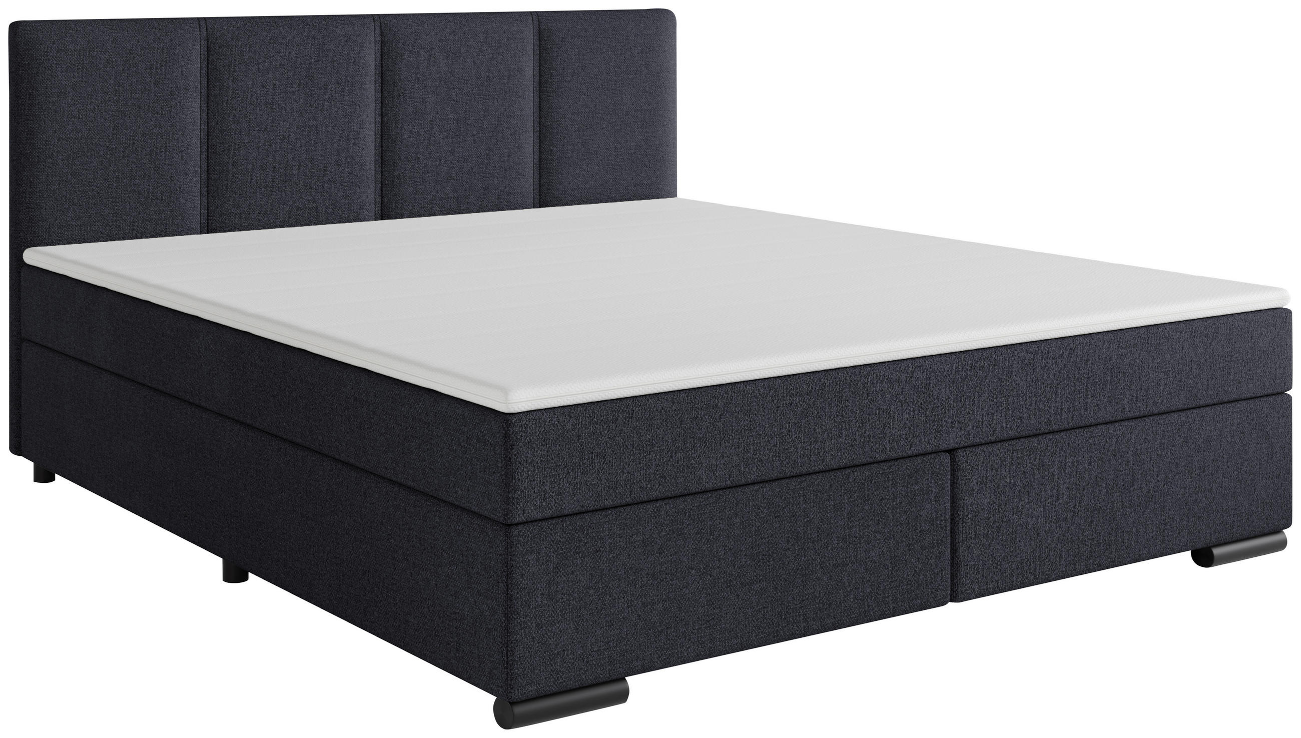 Thumbnail - Mid.you Boxspringbett, Anthrazit, Textil, Kiefer, massiv, H3, Höhe ca. 16 cm, 180x200 cm, Stoffauswahl, Topper durchgehe...