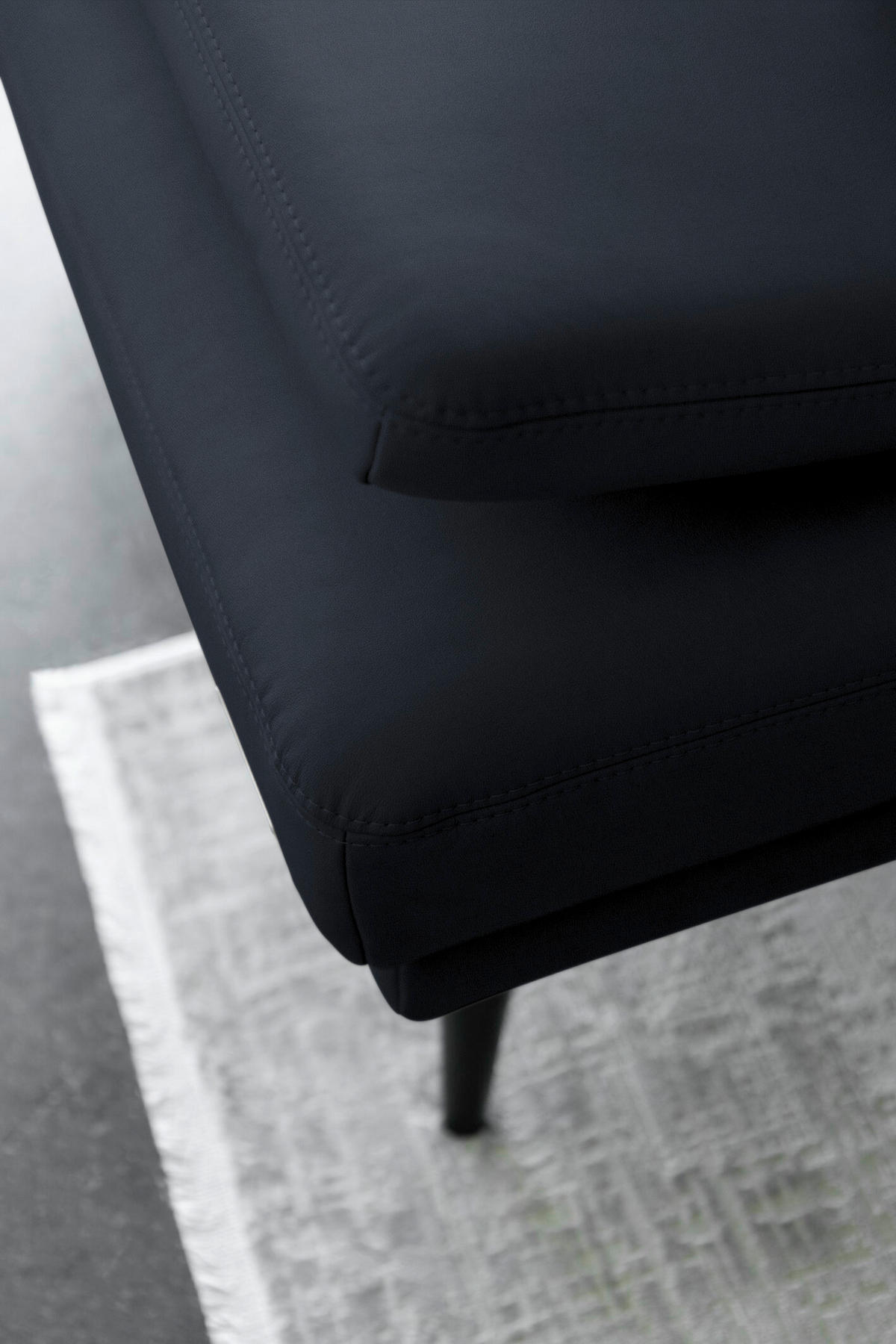 ECKSOFA Echtleder Dunkelblau  - Schwarz/Dunkelblau, Konventionell, Leder/Metall (180/301cm) - Joop!